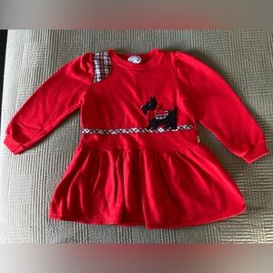 Toddler Size 3T Red Dress with Scottie Dog Appliqué
